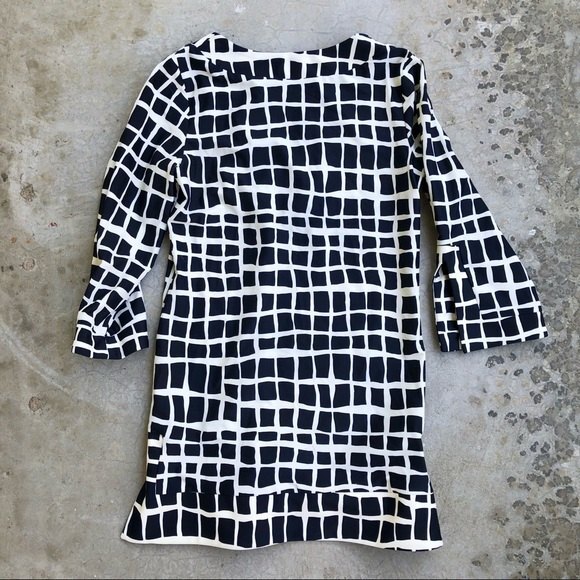 Jude Connally Tunic Top V-neck 3/4 Sleeve Geometric Print Blue White S - Picture 6 of 6